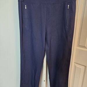 Athleta Fairway Golf Pant Navy Blue Size 14 Straight Leg Zipper Pockets Stretch